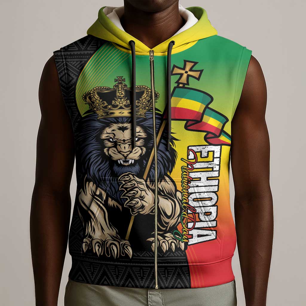 Personalized Ethiopia Sleeveless Zip Hoodie Happy National Day - African Pride