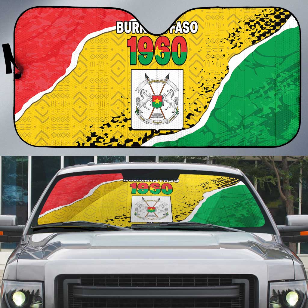 Burkina Faso Independence Day Auto Sun Shade Coat Of Arms - Grunge Style