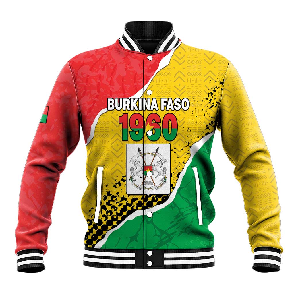 Personalized Happy Burkina Faso Baseball Jacket Independence Day - Bogolan Pattern - African Pride