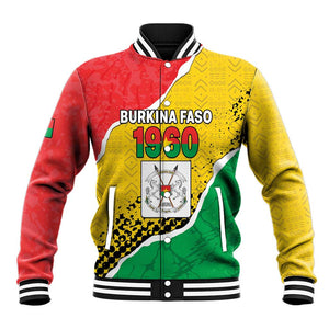 Personalized Happy Burkina Faso Baseball Jacket Independence Day - Bogolan Pattern - African Pride