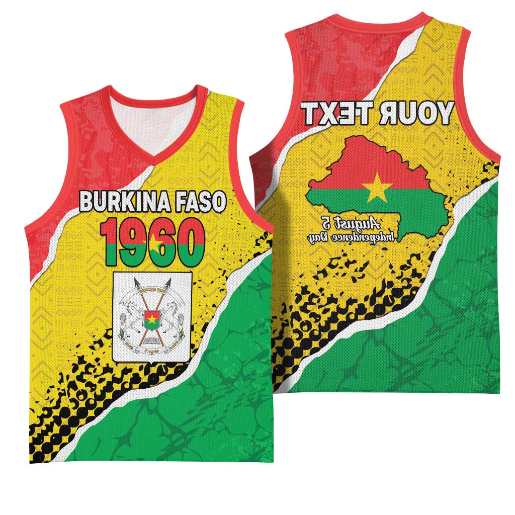Personalized Happy Burkina Faso Basketball Jersey Independence Day - Bogolan Pattern - African Pride