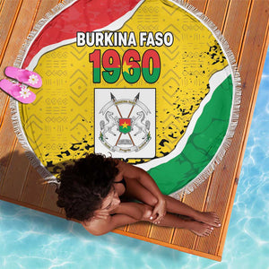 Happy Burkina Faso Beach Blanket Independence Day - Bogolan Pattern - African Pride