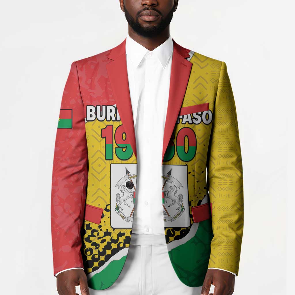 Personalized Burkina Faso Independence Day Blazer Coat Of Arms - Grunge Style