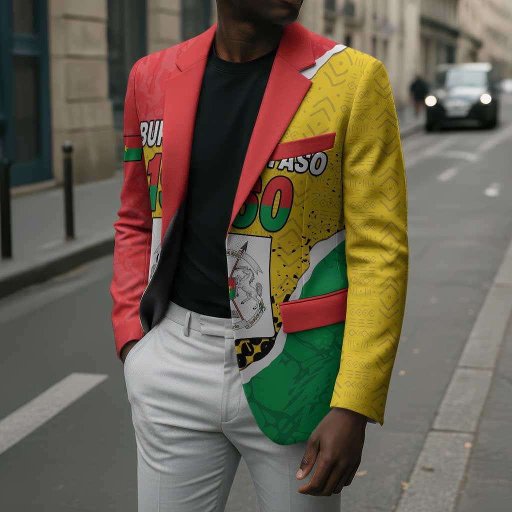 Personalized Burkina Faso Independence Day Blazer Coat Of Arms - Grunge Style