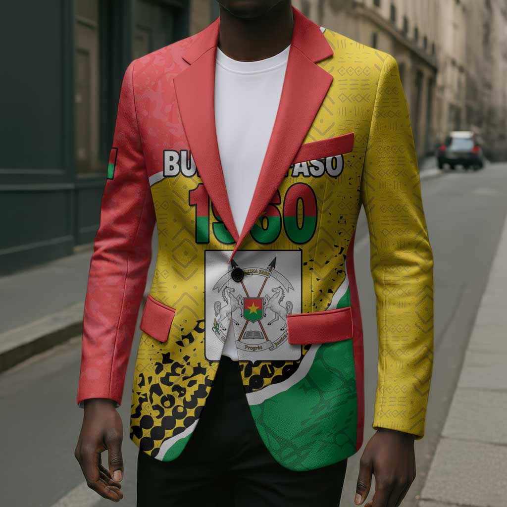 Personalized Burkina Faso Independence Day Blazer Coat Of Arms - Grunge Style