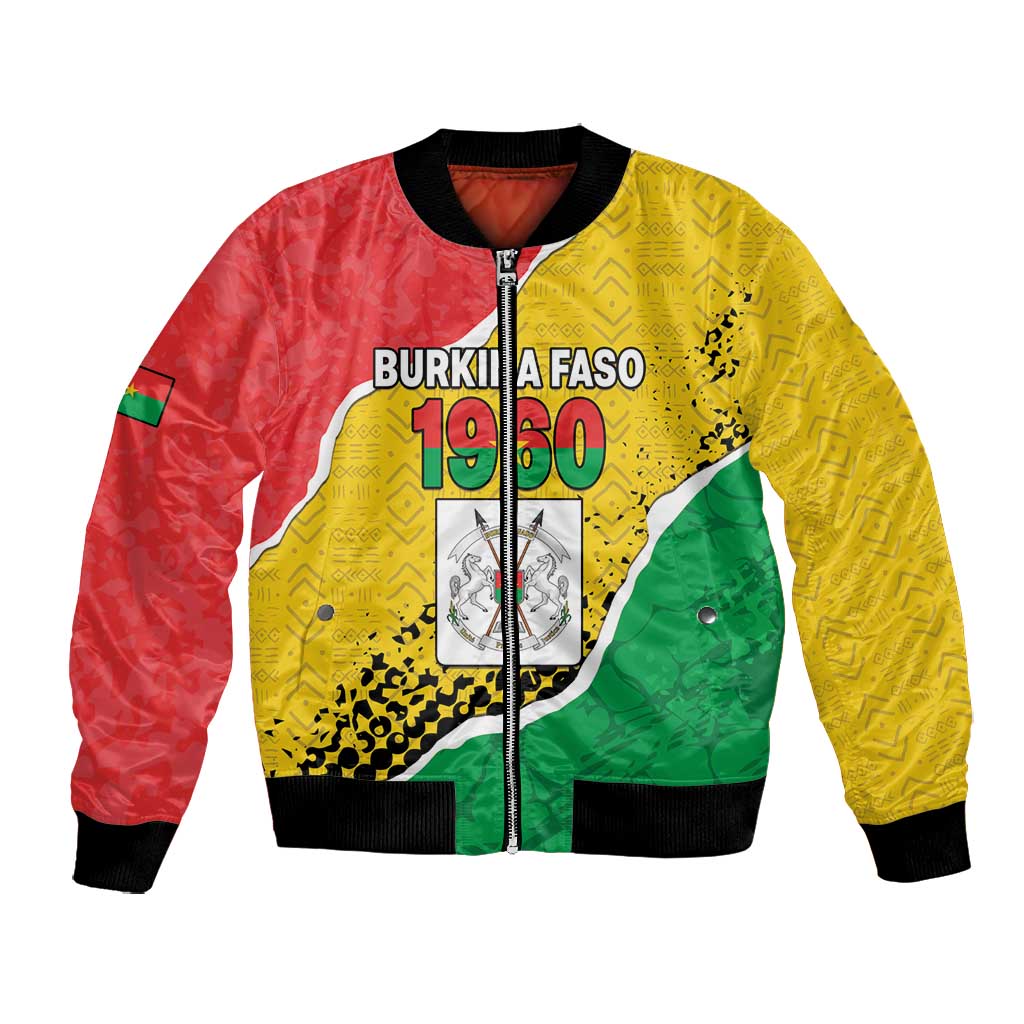 Personalized Happy Burkina Faso Bomber Jacket Independence Day - Bogolan Pattern - African Pride