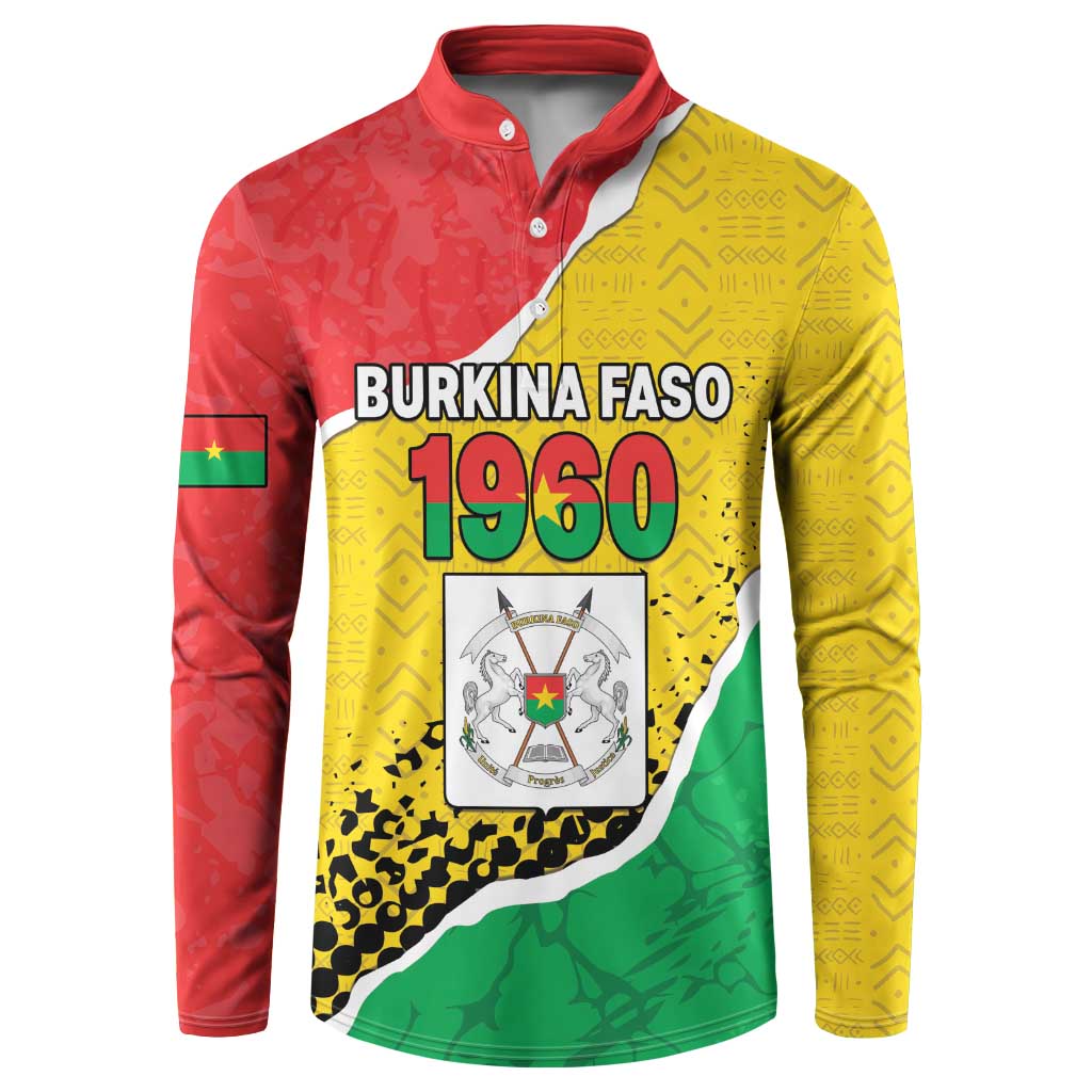 Personalized Burkina Faso Independence Day Button Sweatshirt Coat Of Arms - Grunge Style