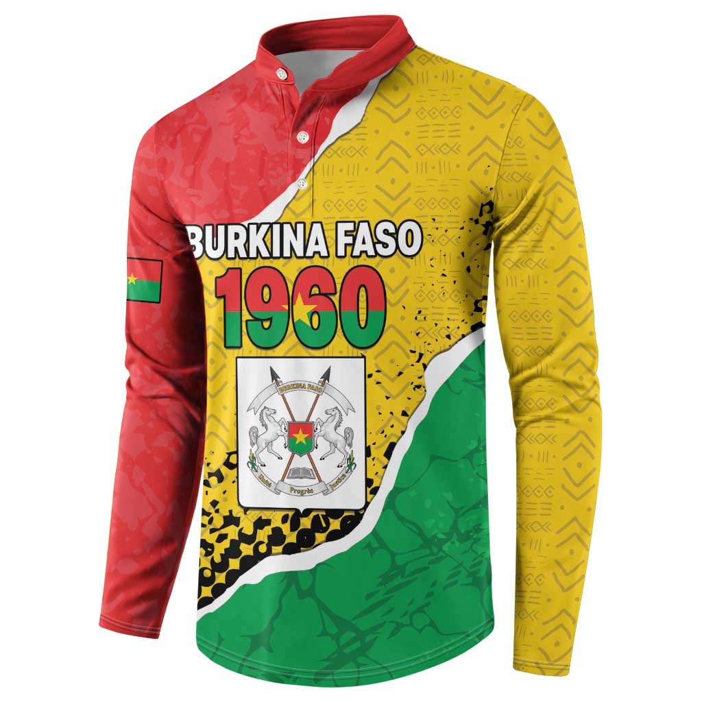 Personalized Burkina Faso Independence Day Button Sweatshirt Coat Of Arms - Grunge Style