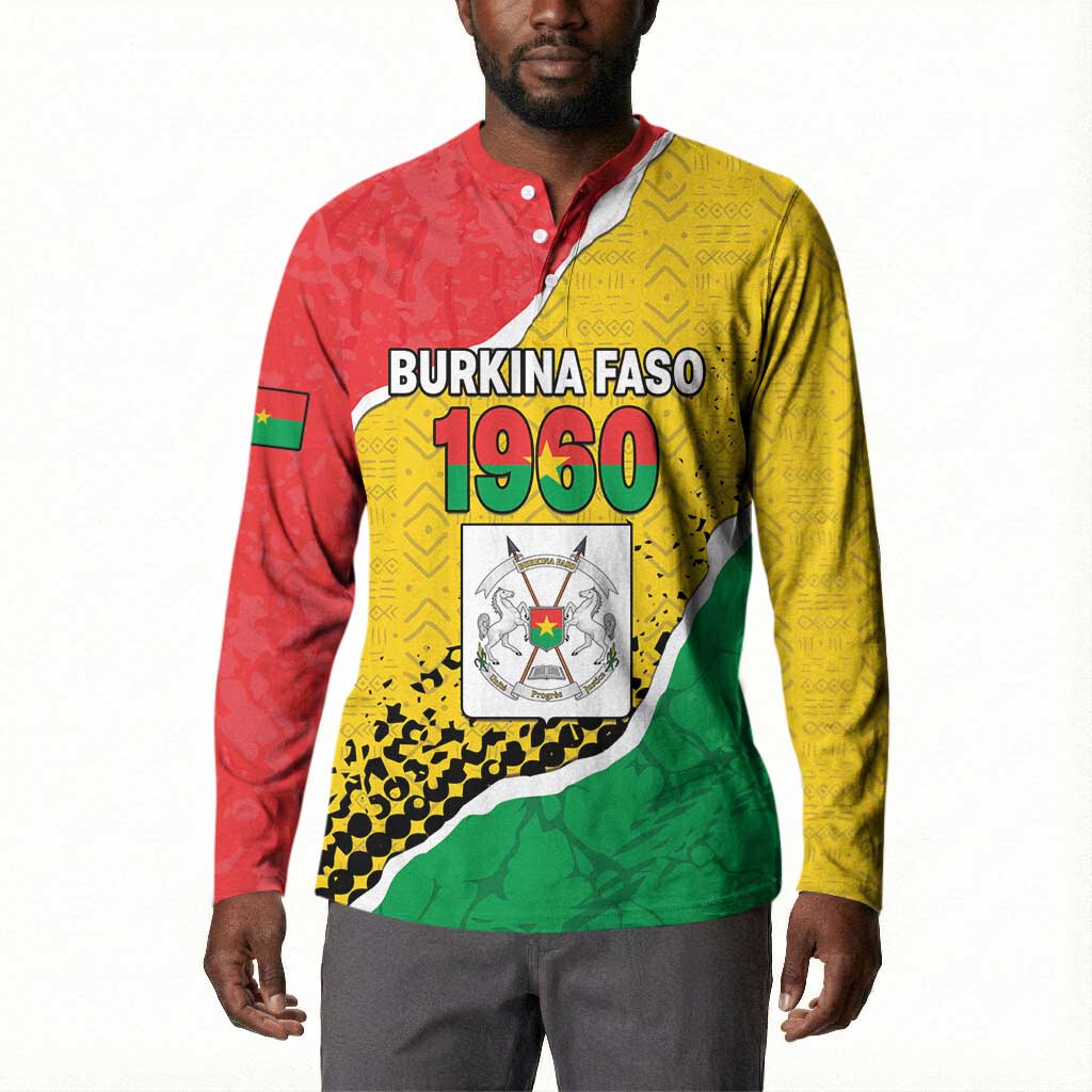 Personalized Burkina Faso Independence Day Button Sweatshirt Coat Of Arms - Grunge Style