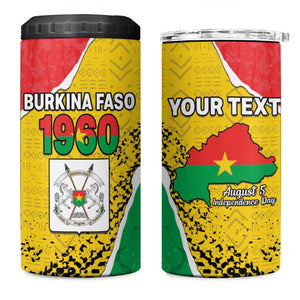 Personalized Happy Burkina Faso 4 in 1 Can Cooler Tumbler Independence Day - Bogolan Pattern - African Pride