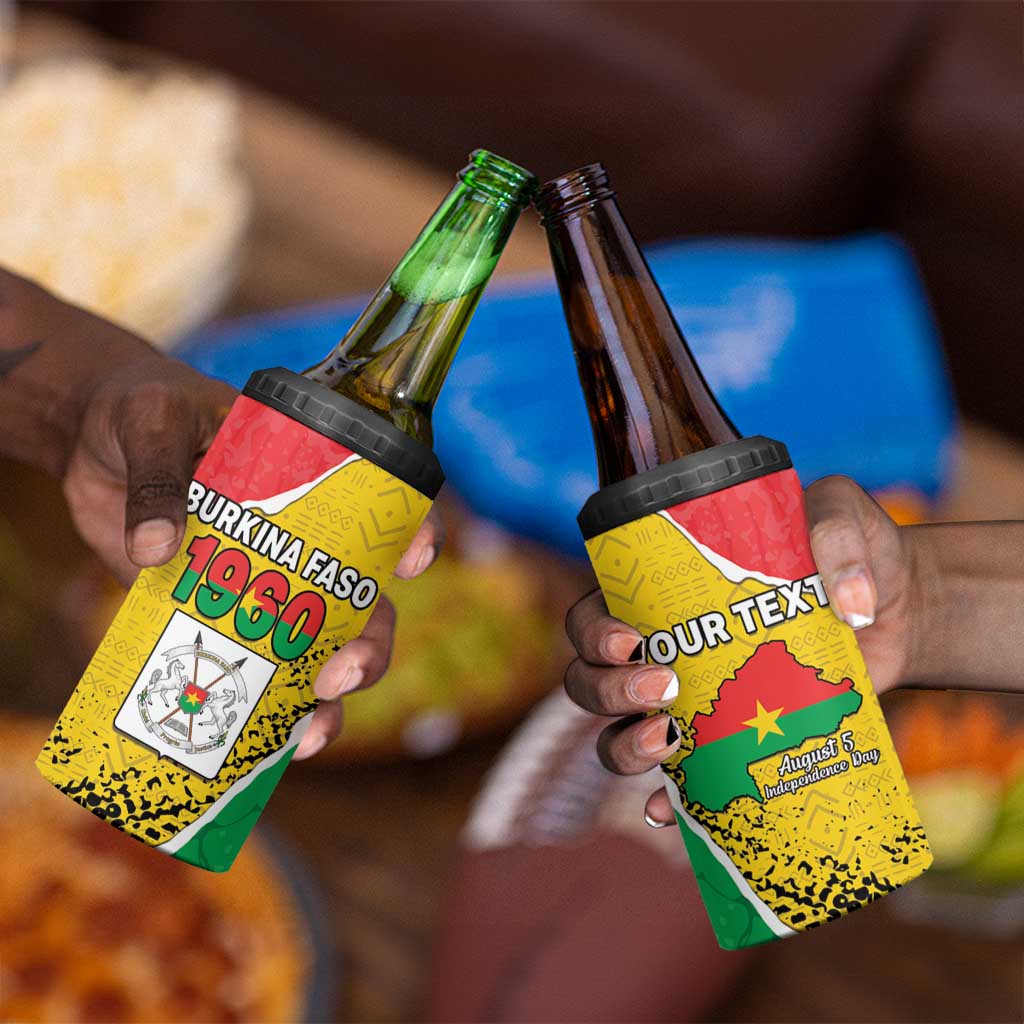 Personalized Happy Burkina Faso 4 in 1 Can Cooler Tumbler Independence Day - Bogolan Pattern - African Pride