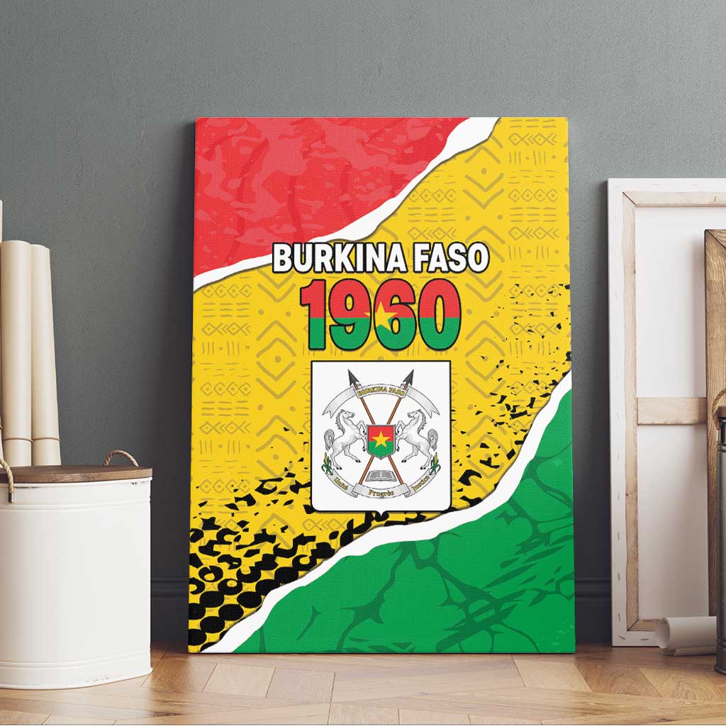 Happy Burkina Faso Canvas Wall Art Independence Day - Bogolan Pattern - African Pride