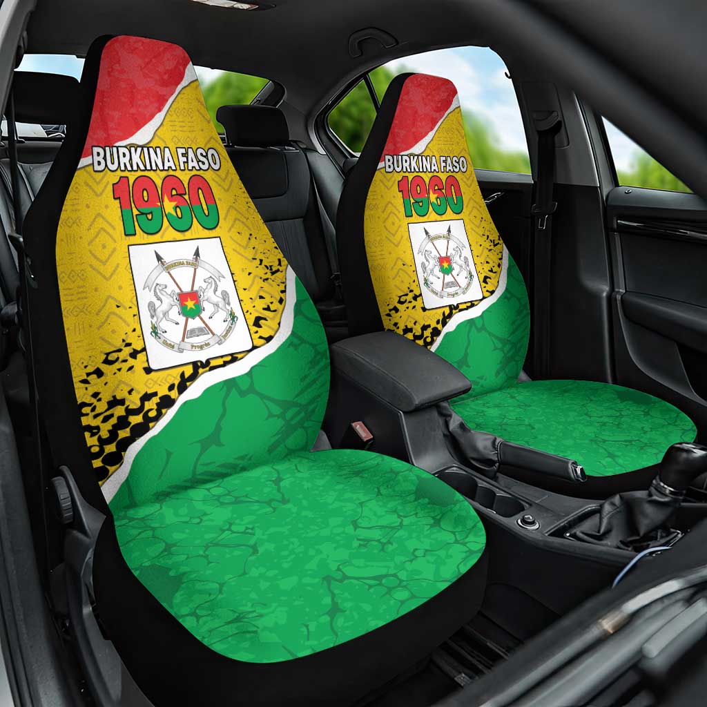 Happy Burkina Faso Car Seat Cover Independence Day - Bogolan Pattern - African Pride