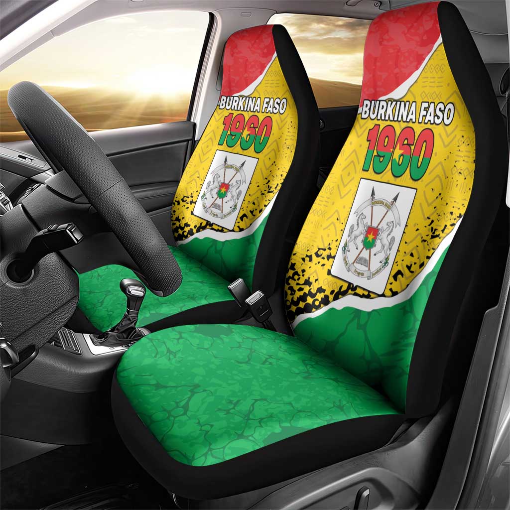 Happy Burkina Faso Car Seat Cover Independence Day - Bogolan Pattern - African Pride