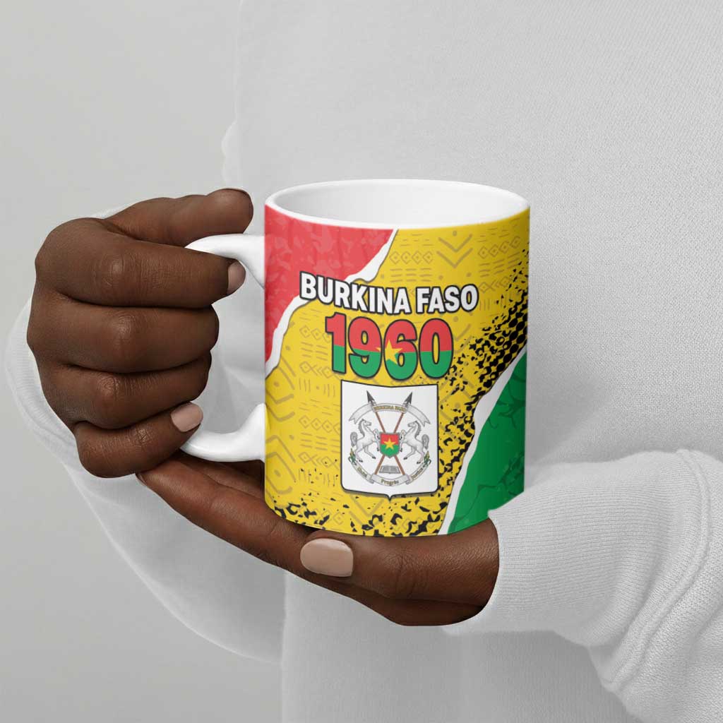 Personalized Burkina Faso Independence Day Ceramic Mug Coat Of Arms - Grunge Style