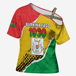 Personalized Burkina Faso Independence Day Cross Shoulder Shirt Coat Of Arms - Grunge Style