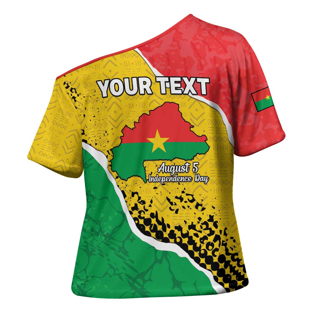 Personalized Burkina Faso Independence Day Cross Shoulder Shirt Coat Of Arms - Grunge Style