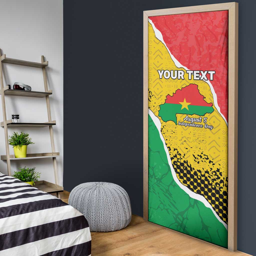 Personalized Burkina Faso Independence Day Door Cover Coat Of Arms - Grunge Style