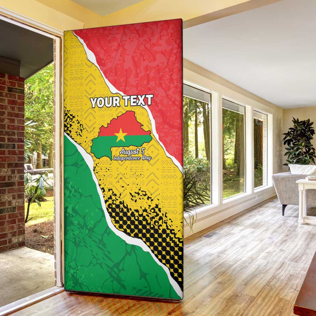 Personalized Burkina Faso Independence Day Door Cover Coat Of Arms - Grunge Style