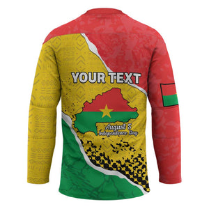 Personalized Burkina Faso Independence Day Hockey Jersey Coat Of Arms - Grunge Style