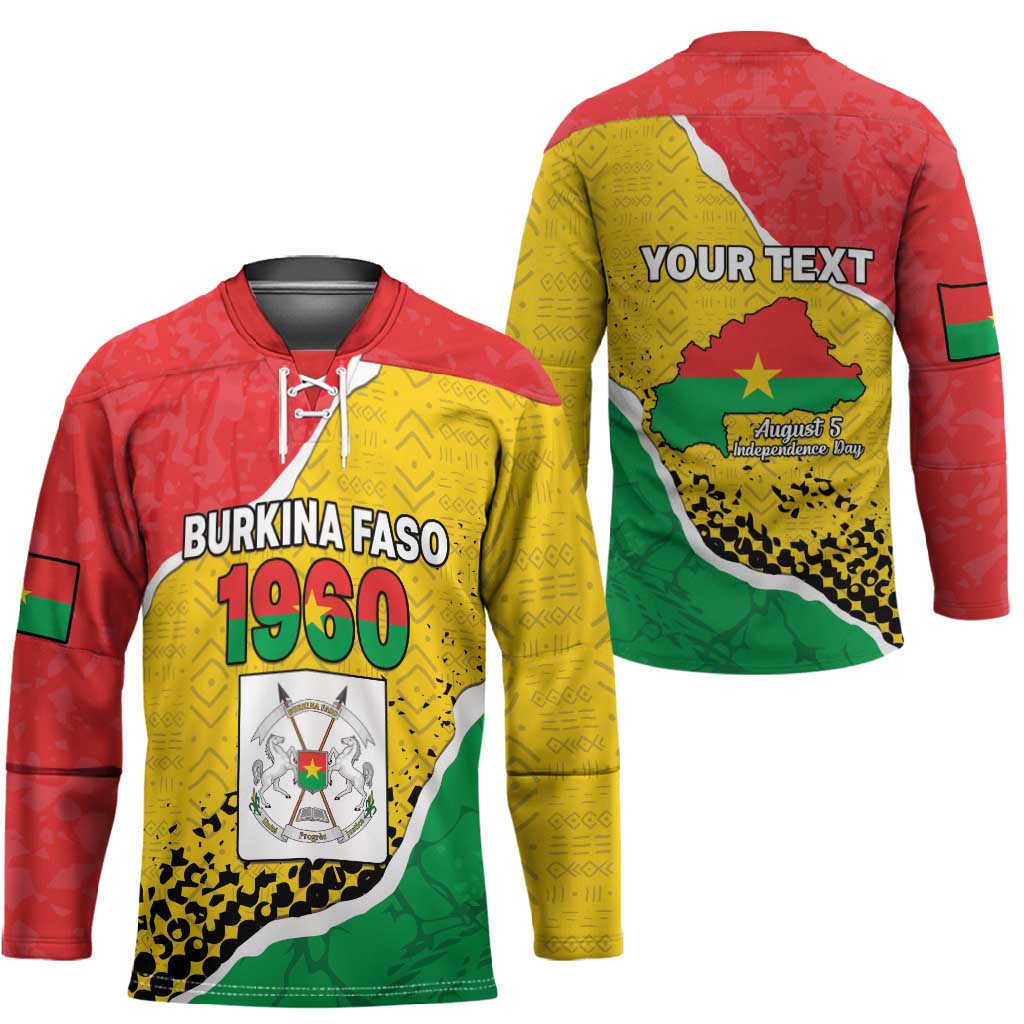 Personalized Burkina Faso Independence Day Hockey Jersey Coat Of Arms - Grunge Style
