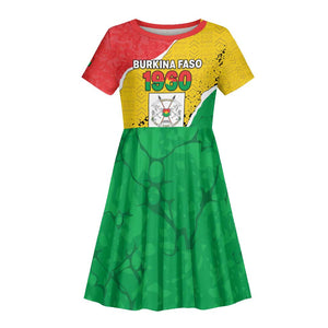 Personalized Happy Burkina Faso Kid Short Sleeve Dress Independence Day - Bogolan Pattern - African Pride