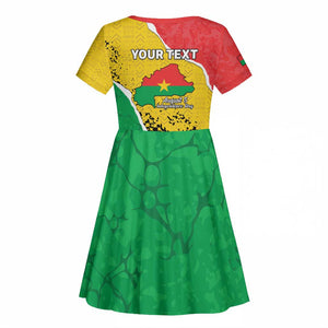 Personalized Happy Burkina Faso Kid Short Sleeve Dress Independence Day - Bogolan Pattern - African Pride