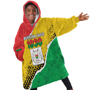 Personalized Happy Burkina Faso Kid Wearable Blanket Hoodie Independence Day - Bogolan Pattern - African Pride