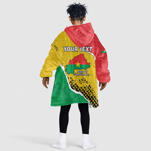 Personalized Happy Burkina Faso Kid Wearable Blanket Hoodie Independence Day - Bogolan Pattern - African Pride