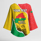 Personalized Burkina Faso Independence Day Kimono Sleeve Blouse Coat Of Arms - Grunge Style