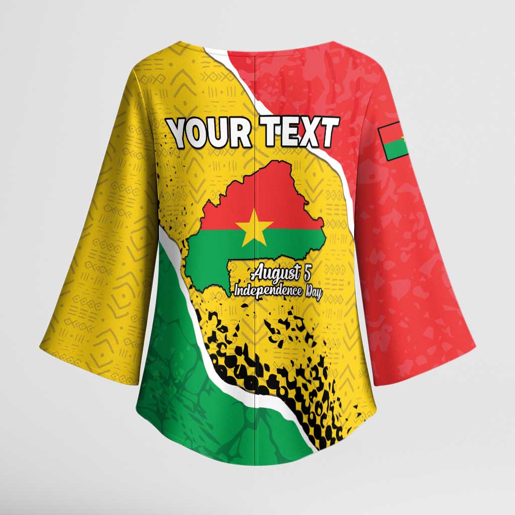 Personalized Burkina Faso Independence Day Kimono Sleeve Blouse Coat Of Arms - Grunge Style