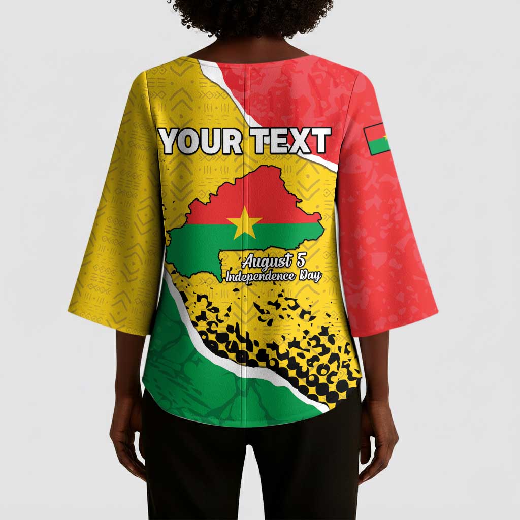 Personalized Burkina Faso Independence Day Kimono Sleeve Blouse Coat Of Arms - Grunge Style
