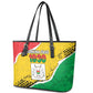 Happy Burkina Faso Leather Tote Bag Independence Day - Bogolan Pattern - African Pride