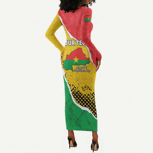 Personalized Happy Burkina Faso Long Sleeve Bodycon Dress Independence Day - Bogolan Pattern - African Pride
