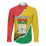 Personalized Happy Burkina Faso Long Sleeve Button Shirt Independence Day - Bogolan Pattern - African Pride