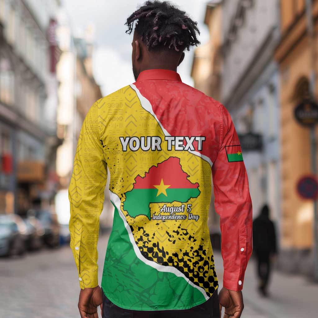 Personalized Happy Burkina Faso Long Sleeve Button Shirt Independence Day - Bogolan Pattern - African Pride