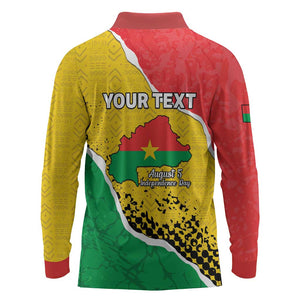Personalized Happy Burkina Faso Long Sleeve Polo Shirt Independence Day - Bogolan Pattern - African Pride