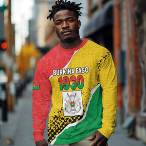 Personalized Happy Burkina Faso Long Sleeve Shirt Independence Day - Bogolan Pattern - African Pride