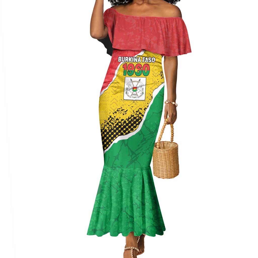 Personalized Happy Burkina Faso Mermaid Dress Independence Day - Bogolan Pattern - African Pride