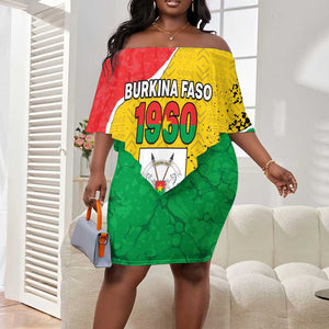 Personalized Happy Burkina Faso Off Shoulder Short Dress Independence Day - Bogolan Pattern - African Pride