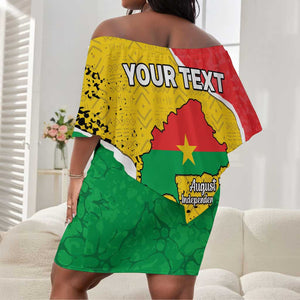 Personalized Happy Burkina Faso Off Shoulder Short Dress Independence Day - Bogolan Pattern - African Pride