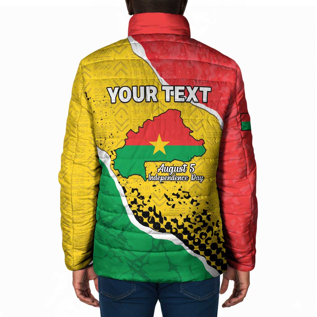 Personalized Burkina Faso Independence Day Padded Jacket Coat Of Arms - Grunge Style