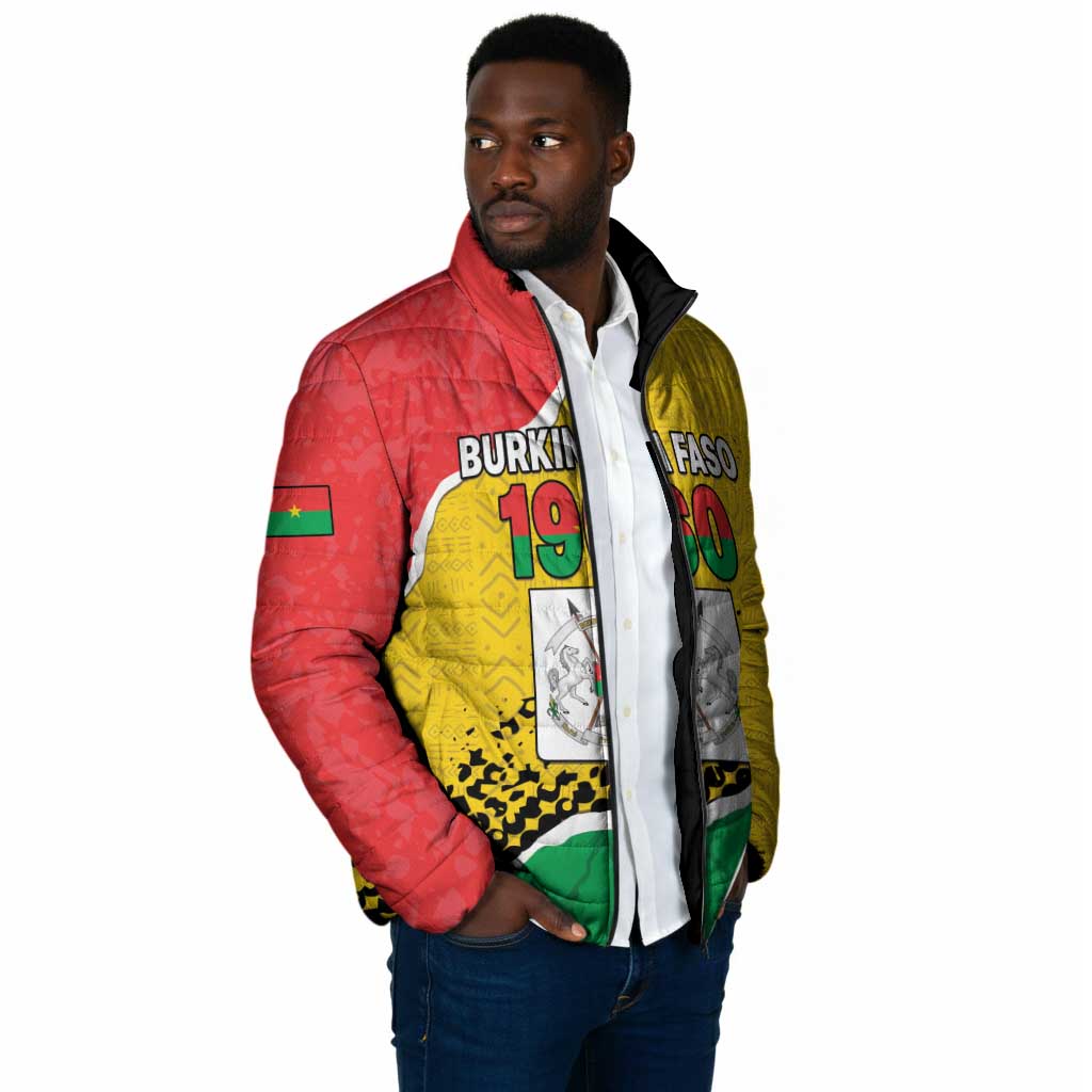 Personalized Burkina Faso Independence Day Padded Jacket Coat Of Arms - Grunge Style