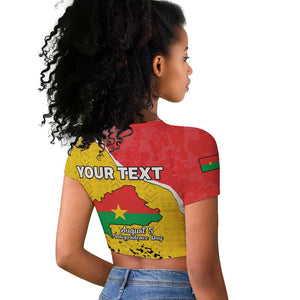 Personalized Happy Burkina Faso Raglan Cropped T shirt Independence Day - Bogolan Pattern - African Pride