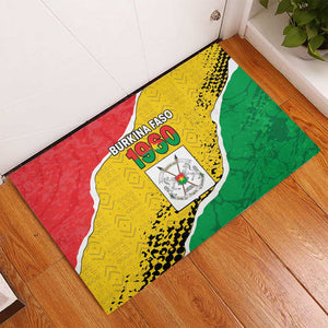 Happy Burkina Faso Rubber Doormat Independence Day - Bogolan Pattern - African Pride