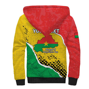 Personalized Happy Burkina Faso Sherpa Hoodie Independence Day - Bogolan Pattern - African Pride