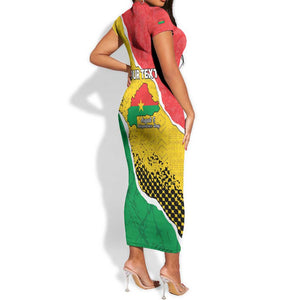 Personalized Happy Burkina Faso Short Sleeve Bodycon Dress Independence Day - Bogolan Pattern - African Pride