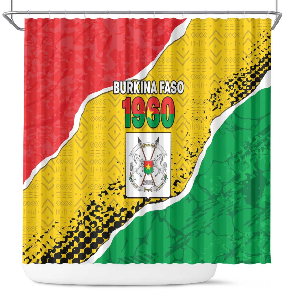 Happy Burkina Faso Shower Curtain Independence Day - Bogolan Pattern - African Pride