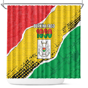 Happy Burkina Faso Shower Curtain Independence Day - Bogolan Pattern - African Pride