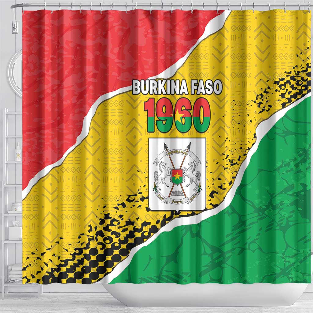 Happy Burkina Faso Shower Curtain Independence Day - Bogolan Pattern - African Pride
